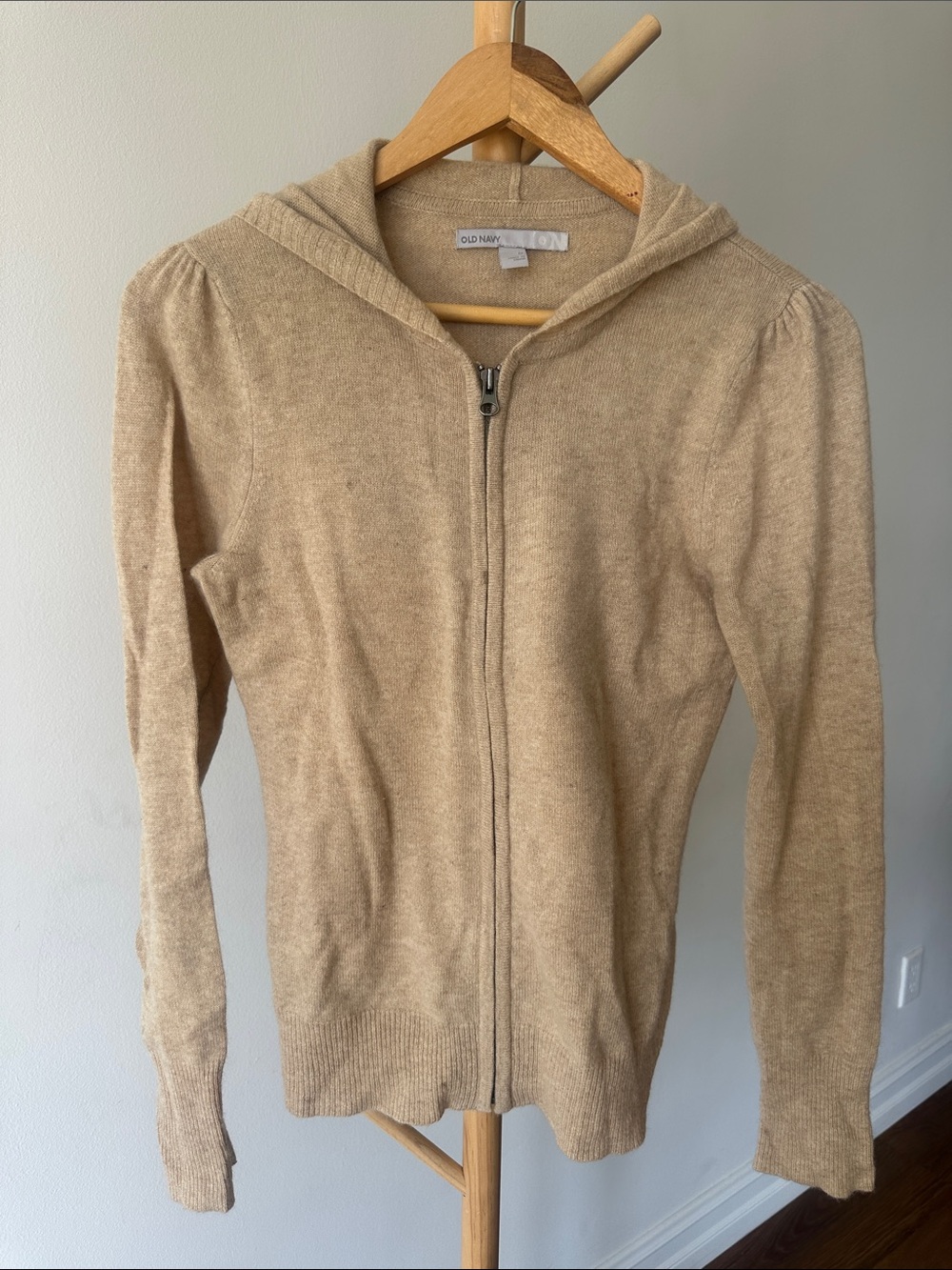 Old Navy Tan Hooded Zip Cardigan